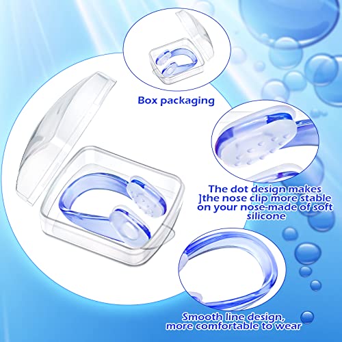 12 Pack Soft Silicone Swimming Nose Clips with Case - Bright Colors