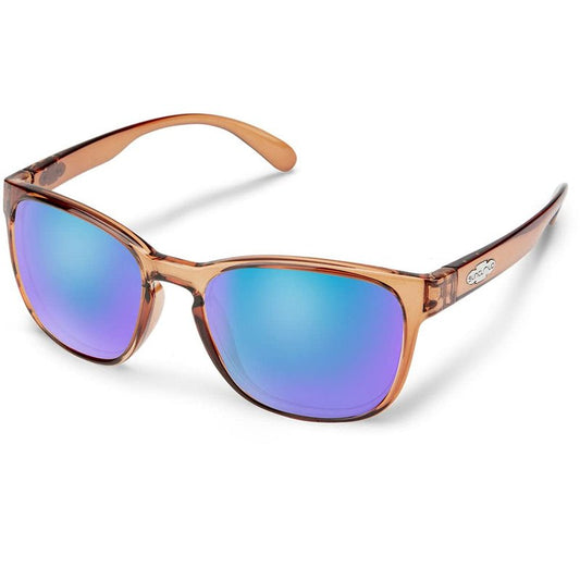 Suncloud Loveseat Polarized Sunglasses, Transparent Brown/Polarized Blue Mirror, one Size