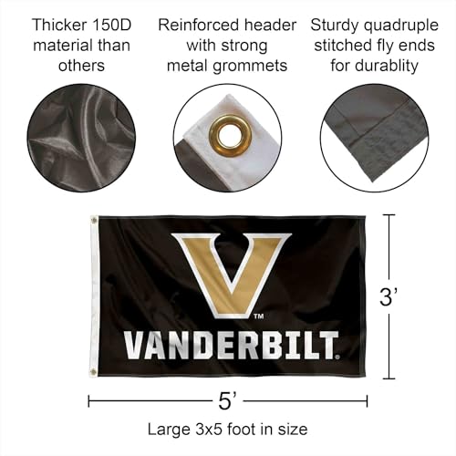 Vanderbilt Commodores Large Polyester Grommet Banner Flag - 3x5 ft Sports Team Flag