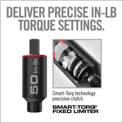 Real Avid Smart-Torq Fixed 50 Inch-Lb Torque Limiter - Accuracy Within +/- 5%, Click-Style Clutch Mechanism Prevents Over-Tightening, Works with 1/4" Hex Drivers and Bits