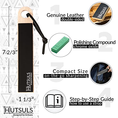 Pocket Knife Strop Kit with Leather Strop & Honing Compound – Razor Sharp Edges