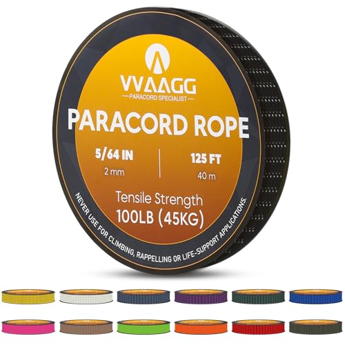 2mm Reflective Paracord Rope - Black, 125FT - Nylon Micro Cord