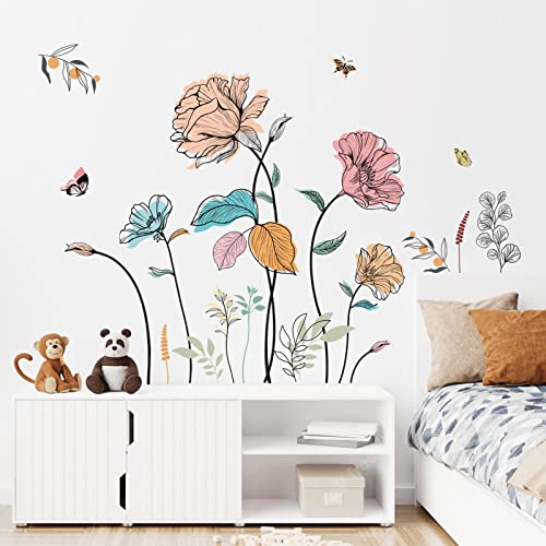 Watercolor Flower Wall Decals - Wildflower Floral Stickers