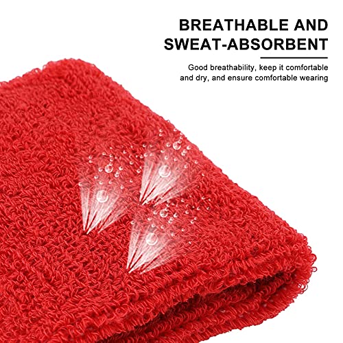 Red Sweatband Set - 6 Piece Headband & Wristband Set