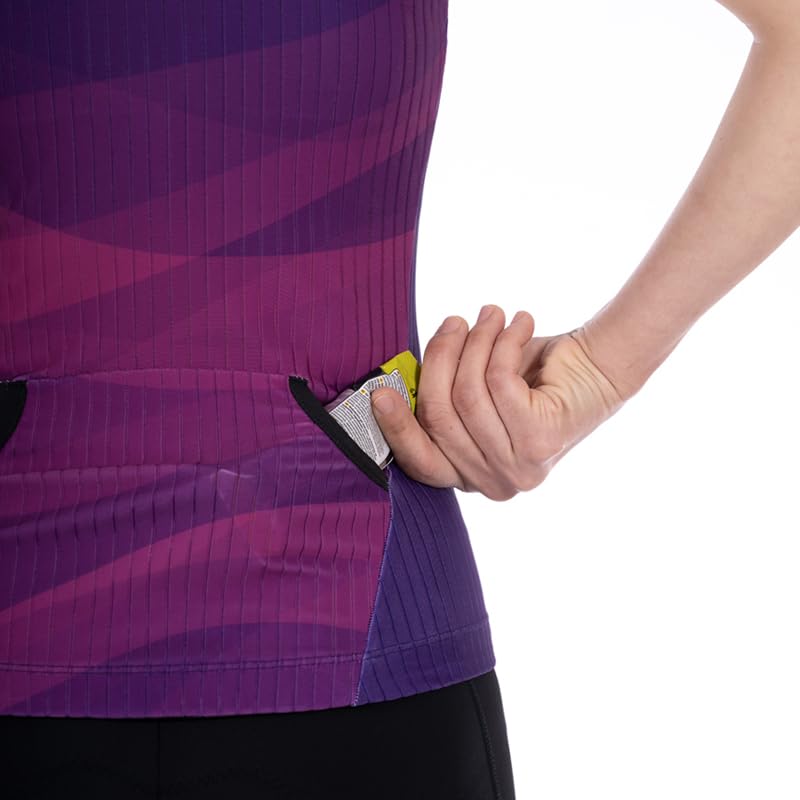 Womens Triathlon Singlet Top with Back Pockets - Racerback Performance