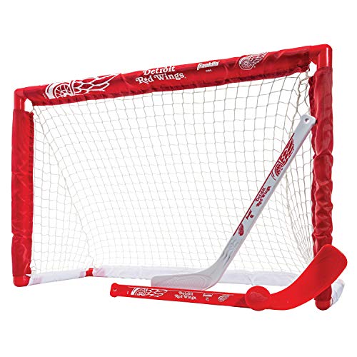 NHL Mini Hockey Set - Kids Indoor Knee Hockey Goal & Sticks - Detroit Red Wings