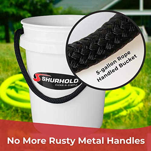 Shurhold World’s Best Rope Handle Bucket - 5 Gallon White, Heavy-Duty Leak-Free