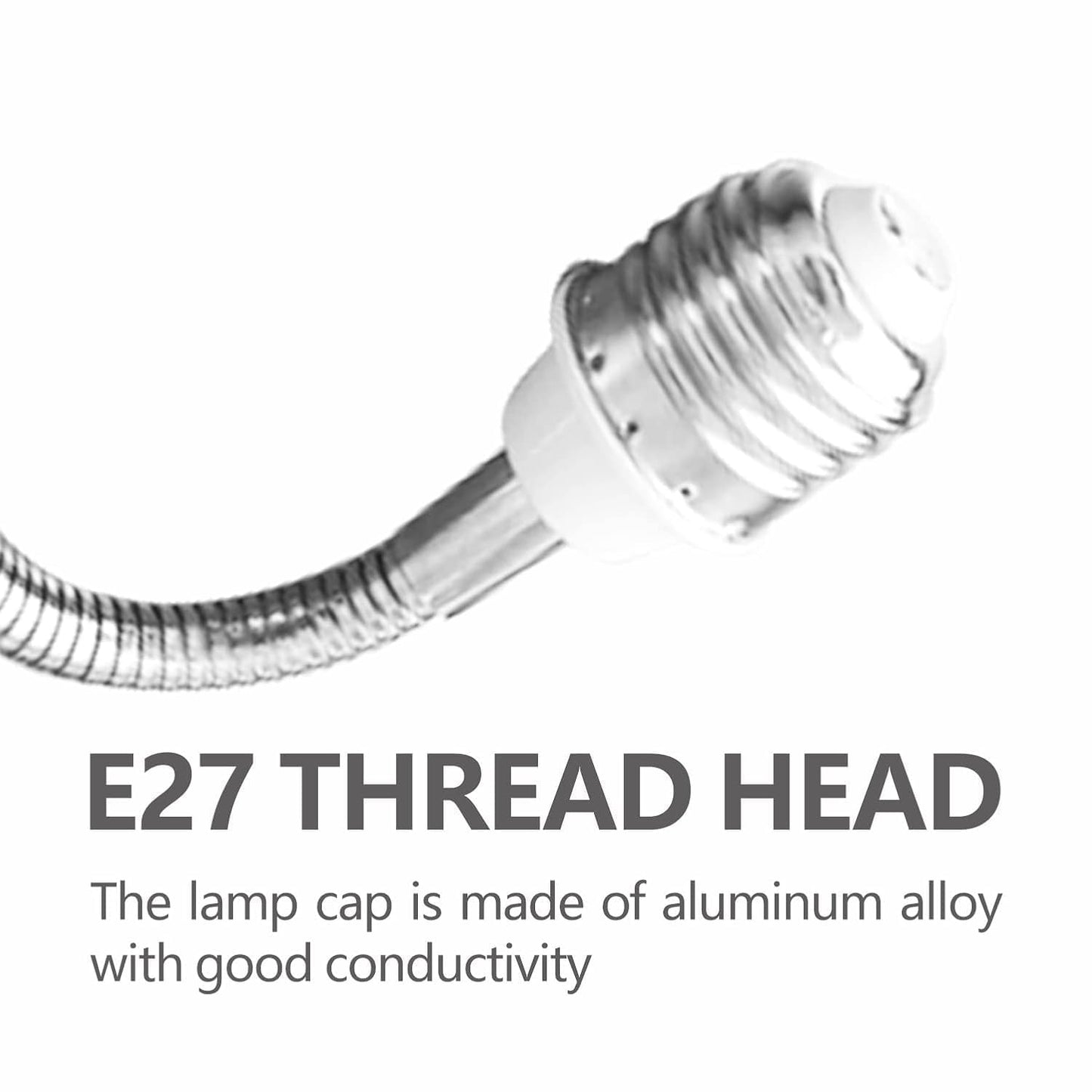 E26/E27 Light Socket Extender Adapter - 15 inches/40 cm Adjustable 360-degree Bendable Rotation with Heat-Resistant Base, Flexible Gooseneck Adjustable Extension Socket Socket Adapter (2 Pack)