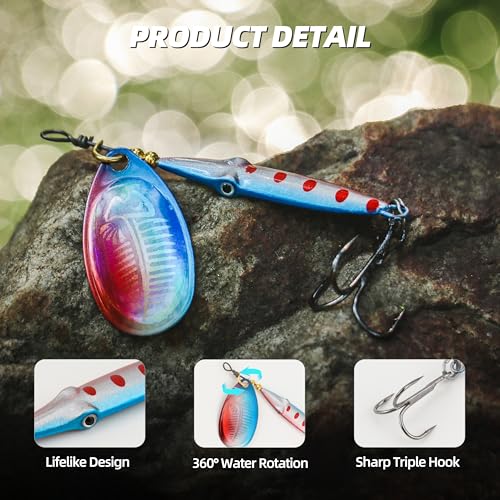 Fish-Shaped Inline Spinner Bait Lures 5-Pack - Squid Eye