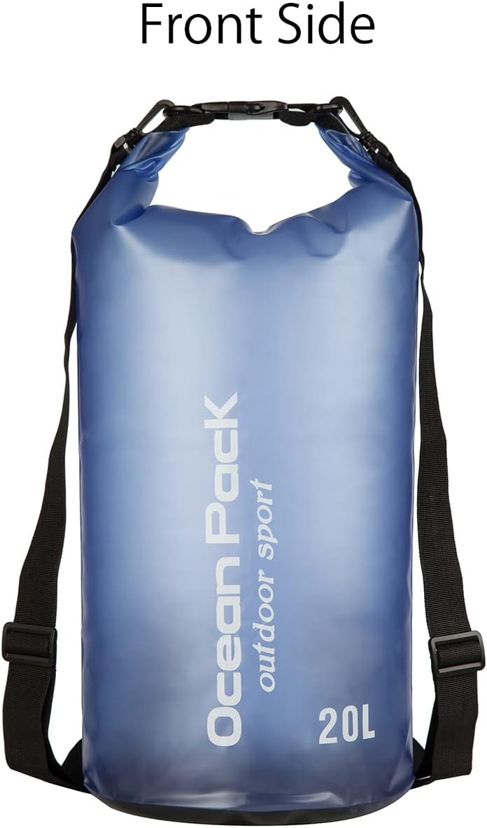 Skiennix Waterproof Dry Bag - 20L Roll Top Backpack for Kayaking & Boating - Stylish Blue