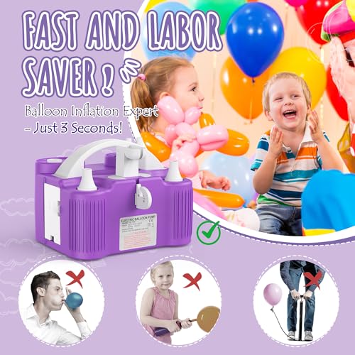 Wotalk 4-in-1 Electric Balloon Pump with Triple Nozzles - Purple