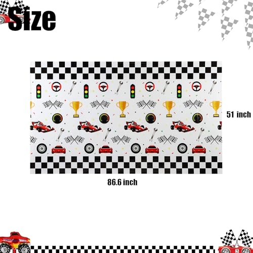 Racing Car Theme Party Table Cover - 86.6 x 51 Inch Rectangular