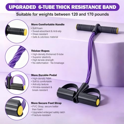 Wysperix Black-Purple 6-Tube Resistance Bands with Handles for Full-Body Workout