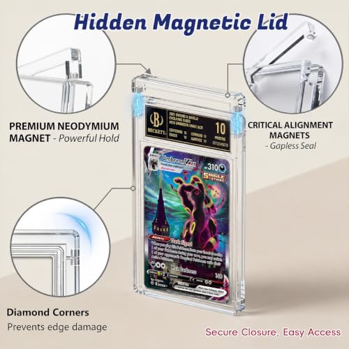 Acrylic Graded Card Display Case for BGS Slabs - 1-Inch Thick, Magnetic Lid