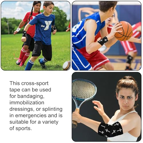 Xokipol 2 Pcs Athletic Tape Black & White 2in x 23ft Cross Wrist Support Zinc Oxide