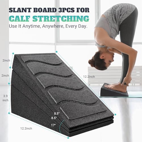 Squat Wedge Block for Calf Stretching - 5 Adjustable Angles, Classic & Black
