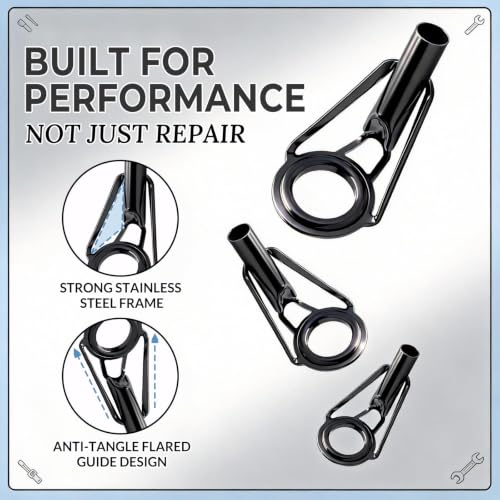 9KM DWLIFE Fishing Rod Tip Repair Kit, Black Stainless Steel, Wear