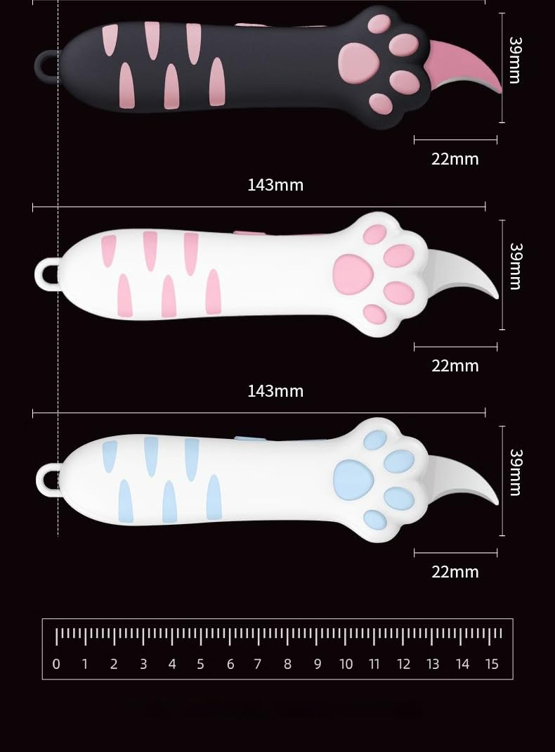 Cute Cat Paw Box Cutter, New Upgrades Retractable Cat Claw Knife, Easy Slide Package Opener For Boxes Envelopes, Packages, Paper Tapes, Multifunctional Multi-Purpose Utility Knife (Pink)