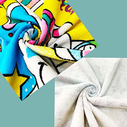 Kids Beach Towel - Soft Absorbent Cotton Velour - Space Travel 51"x25.5"