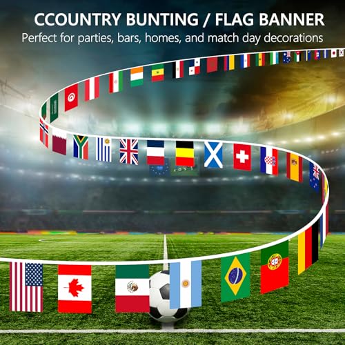 International World Flags String Banner - 43ft Soccer Tournament Decor