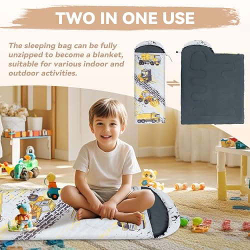 Kids Sleeping Bag for Camping - Lightweight 3-Season Warm Bag, Yellow