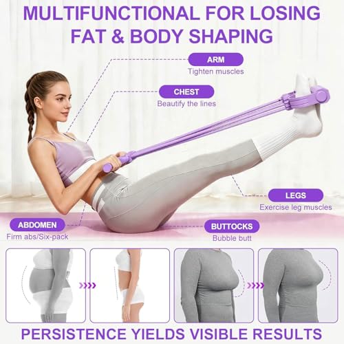 Adjustable Pedal Resistance Band with Handles - Purple