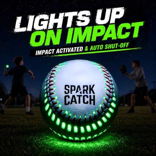 SPARK CATCH Glow in The Dark Baseball - Neon Green Impact Light-Up Ball
