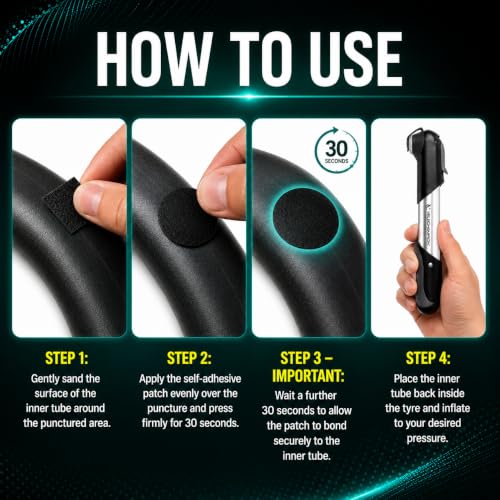 Self Adhesive Bike Tire Repair Kit - 10 Patches