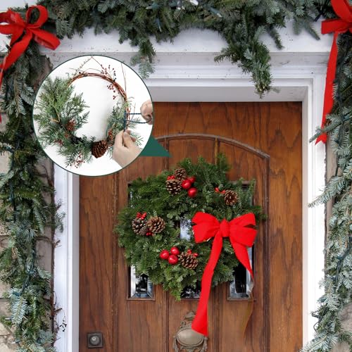 50pcs Christmas Garland Ties Green Banister Twist Ties Flexible Self Locking Nylon Strap 15.7Inch Adjustable Garland Hanger Decorative Holiday Wreath Hanger for Christmas Lights Wreath Making Stairway