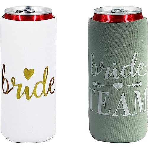 Sage Green LADY&HOME 10-Piece Bride & Team Can Coolers Set, Bachelorette Party Favors