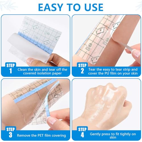Transparent Waterproof Adhesive Bandages - 50 Sheets, 4x4 Inch