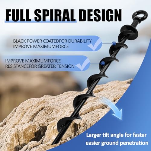 Heavy Duty Ground Anchors 4 Pack - 15 in Steel Screw-in Stakes