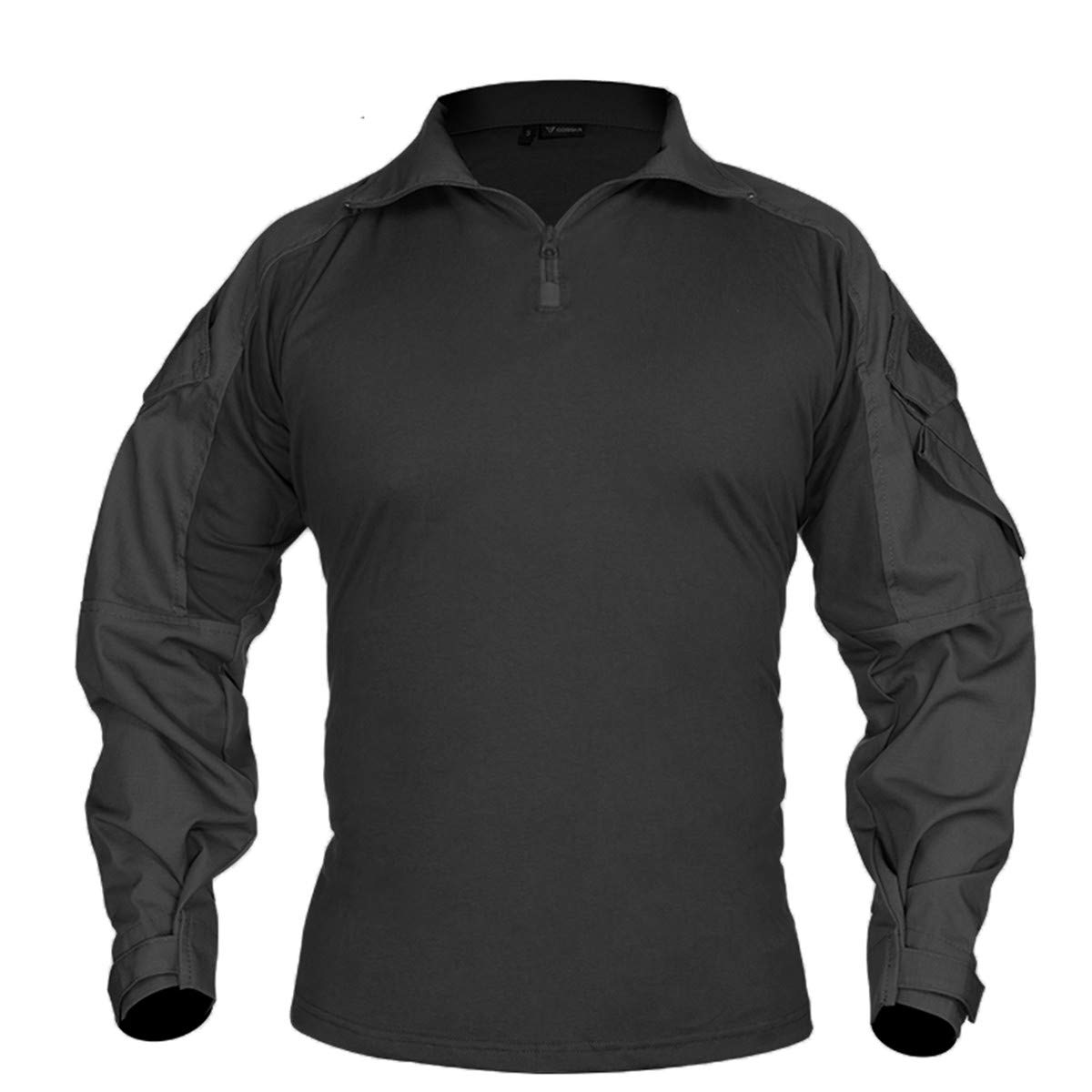HARGLESMAN Men's Tactical Airsoft Long Sleeve Uniform Set Shirts Snug Fitting Top Shirt Practical Painting Ball Comfortable Breathable Soft Work Hiking Fishing Hunting Outdoor Suits Black XL