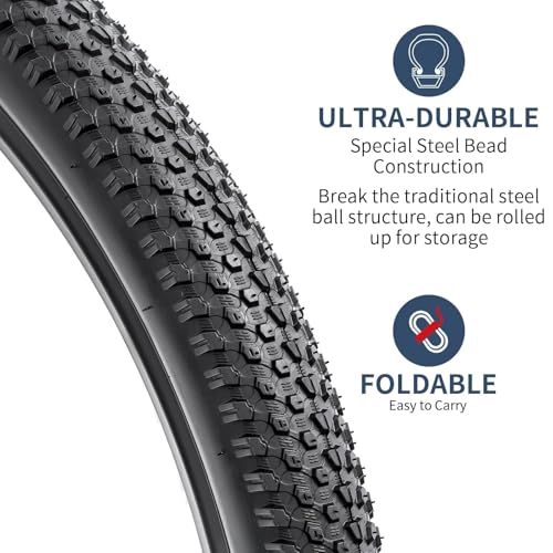 YunSCM 26x2.10 Mountain Bike Tires with Tubes, Schrader Valve