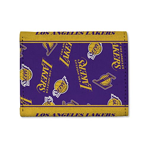 Los Angeles Lakers Canvas Trifold Wallet - Genuine Leather