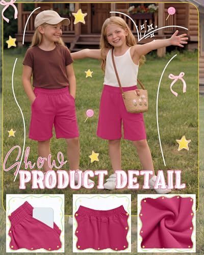 Girls' Wide Leg Bermuda Shorts - Rose Pink, 7-8 Years