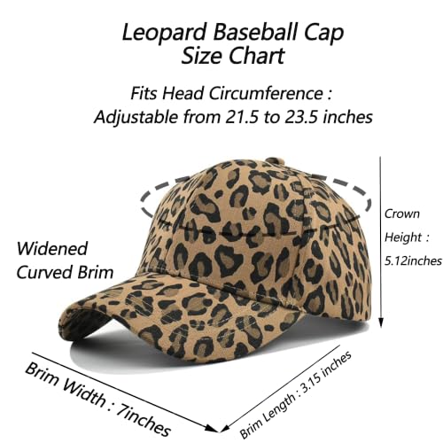 Medium Dark Khaki Leopard Print Adjustable Trucker Hat for Men Women Sun Protection