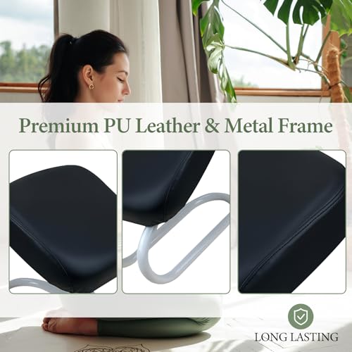 Adjustable Height Kneeling Meditation Stool - Black C