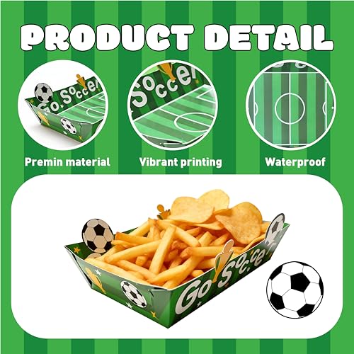 Soccer Plates Set - 36 Pack Eco-Friendly Disposable Trays - Green