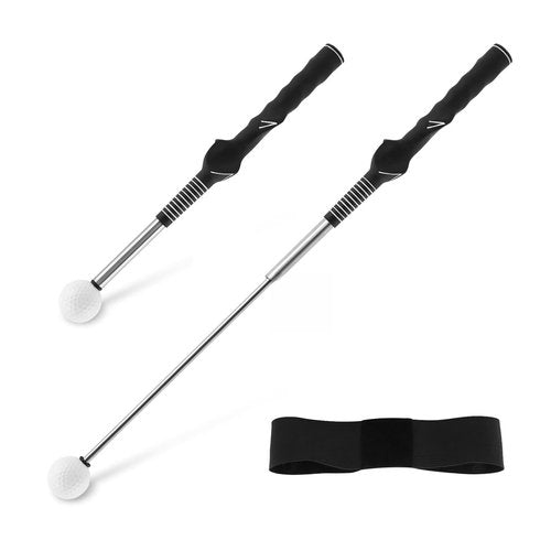 Herxsin Retractable Golf Swing Training Aid, Portable Grip Trainer with Rhythm Click Sound, Golf Grip Trainer Attachment -Ideal for Beginners, Indoor & Outdoor Practice