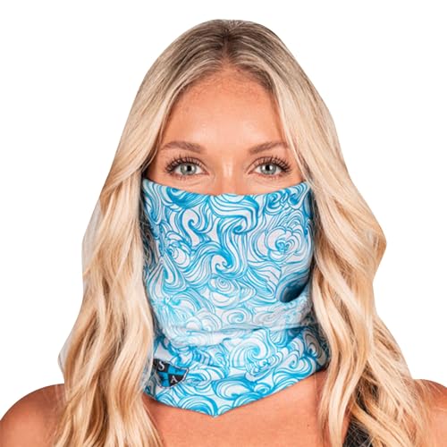 UV Protection Face Shield Neck Gaiter for Adults - Tidal Waves