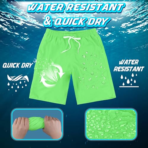 Men's Quick Dry Swim Trunks with Mesh Lining - 3X-Large Green