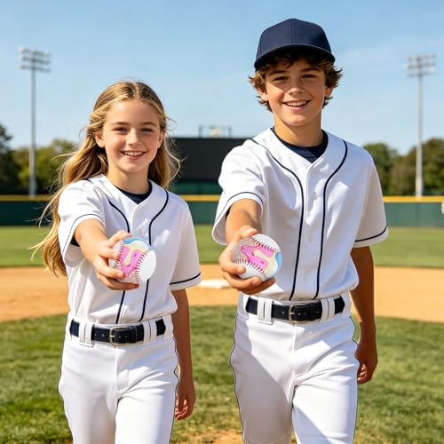 9-Inch Youth Practice Baseball - Ice Cream Drip Design - Blue Yellow Drip