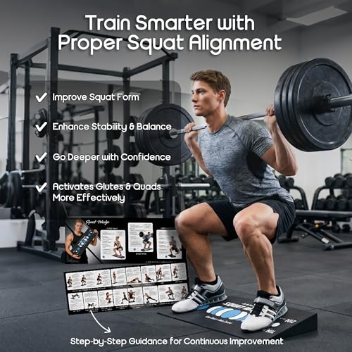 Squat Wedge for Deeper Squats - Heel Elevated Block - Navy/White