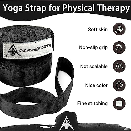 Yoga Stretching Strap with Loops for Physical Therapy - Black