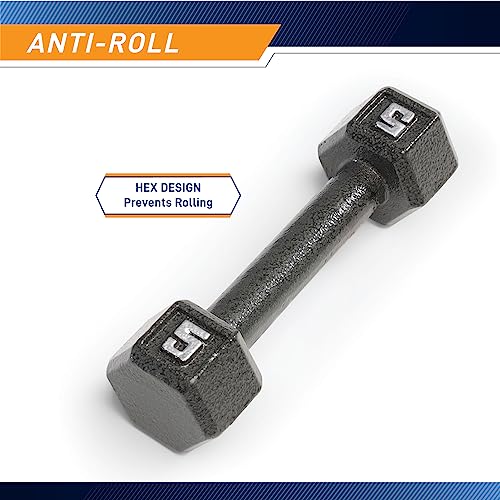 Marcy 5lb Cast Iron Hex Dumbbell - Space-Saving Home Workout Equipment