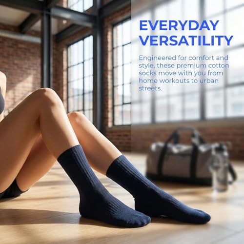 Looknniy 20 Pairs Women’s Athletic Crew Socks Moisture-Wicking Cushion - One Size Black