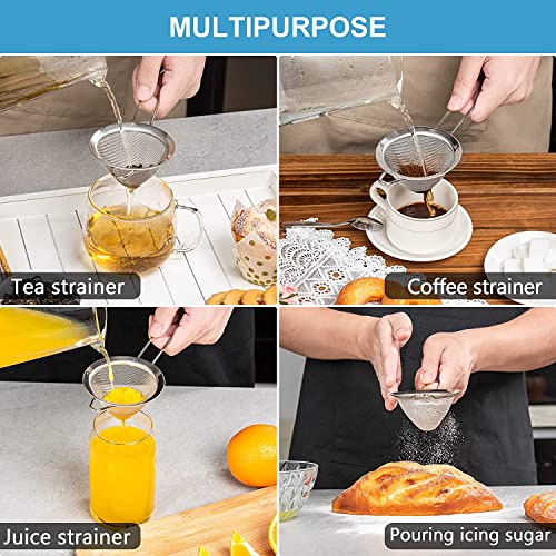Fine Mesh Strainer - 3.3 Inch Conical Sieve for Tea, Coffee, Juice