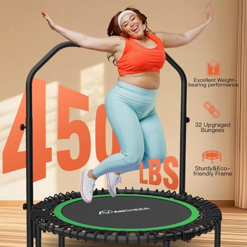 Fitness Trampoline 40" Bungee Rebounder with Adjustable Handle - Training Green