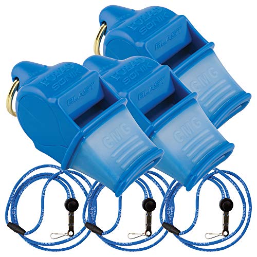 Sonik Blast CMG Whistle with Breakaway Lanyard - 3 Pack